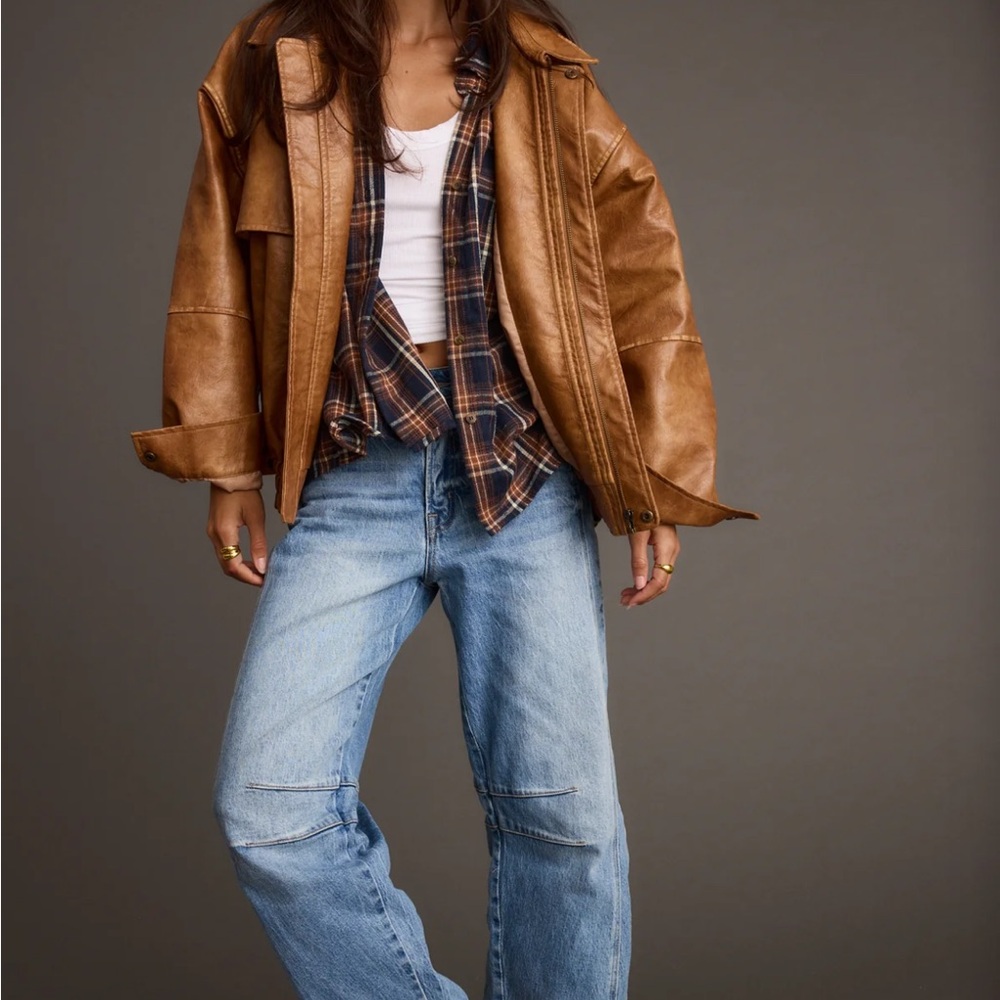 12th Tribe Women's Tan Leather Jacket